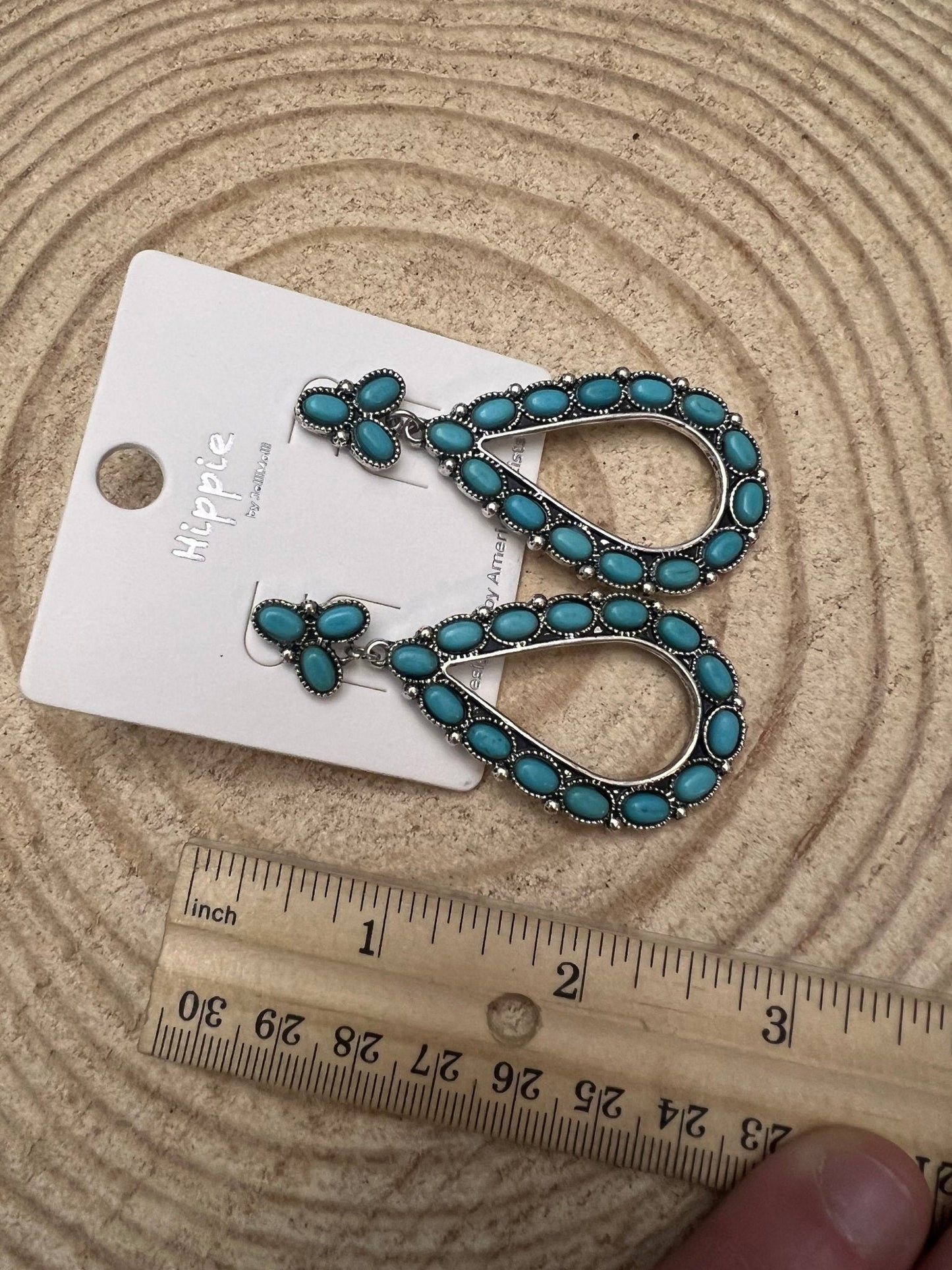 Western Teardrop Faux Turquoise Earrings — Everyday 2½" Drop