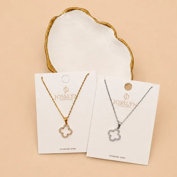 18K Crystal Clover Necklace by Josslyn