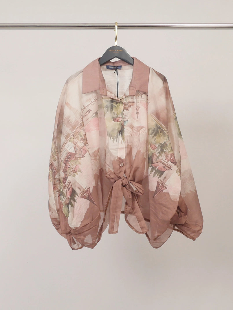 Coming Soon - Italian Watercolor Tie-Front Blouse