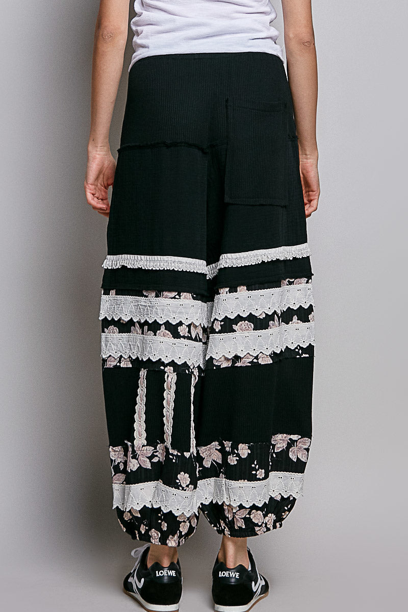 P50 POL Lace & Patchwork Cotton Joggers