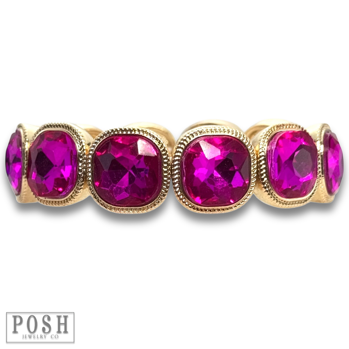 Pink Panache Brands - Cushion-Cut Rhinestone Crystal Stretch Bracelet