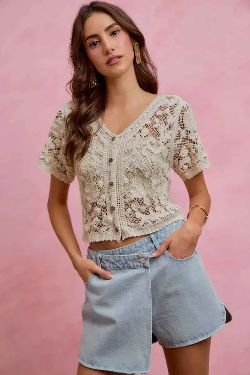 Light Washed Vintage Finish Denim Wrap Skort by So Me