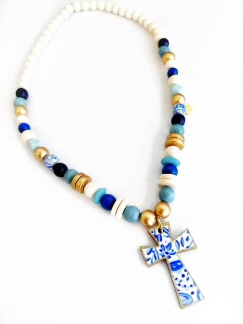 Audra Style - Beaded Cross Necklace