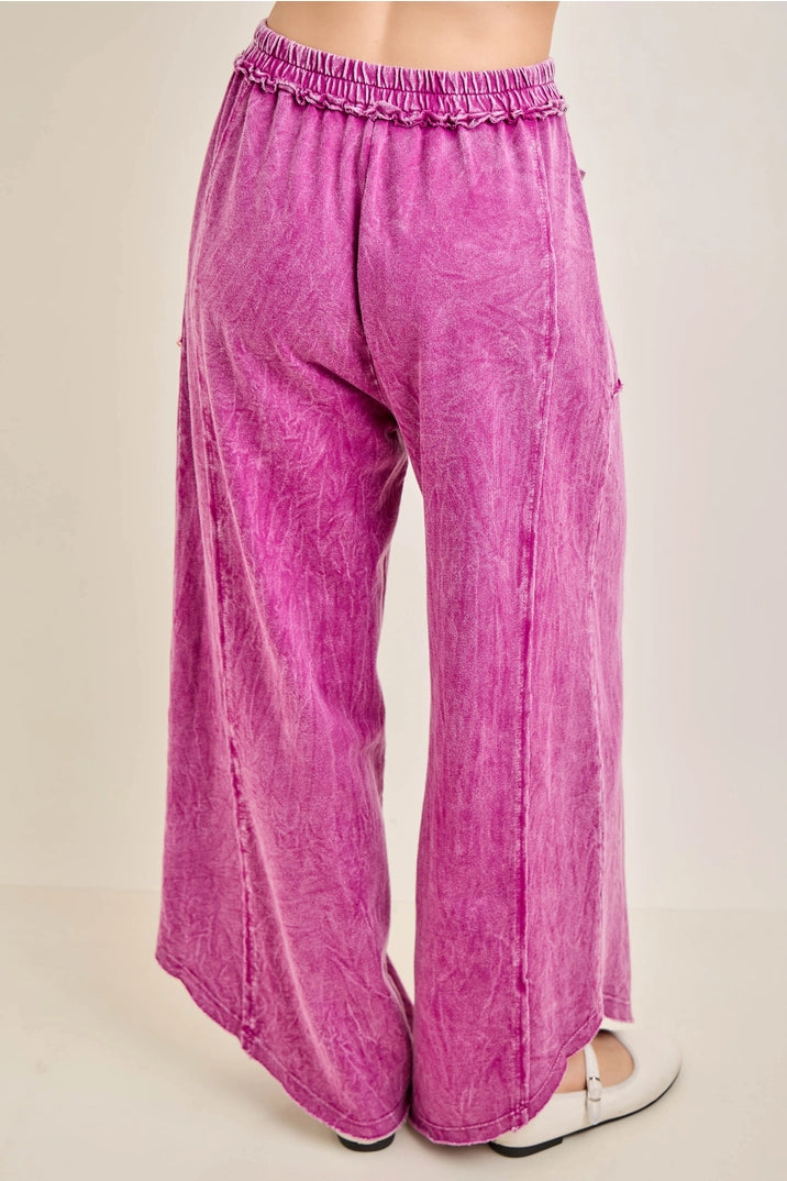 J. Her Magenta Mineral Washed Cropped Pants