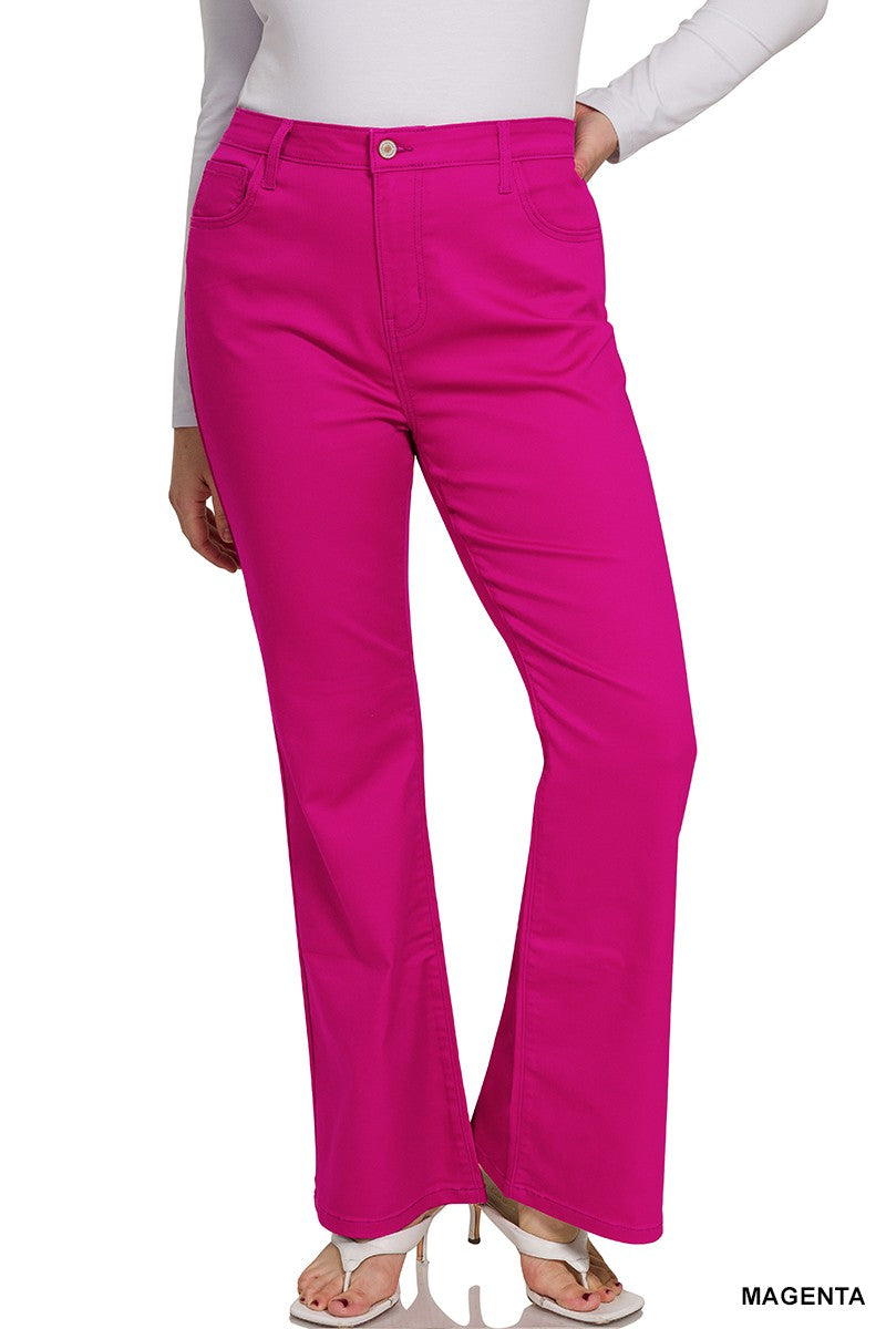 Zenana Plus Size High-Rise Bootcut Color Denim Pants
