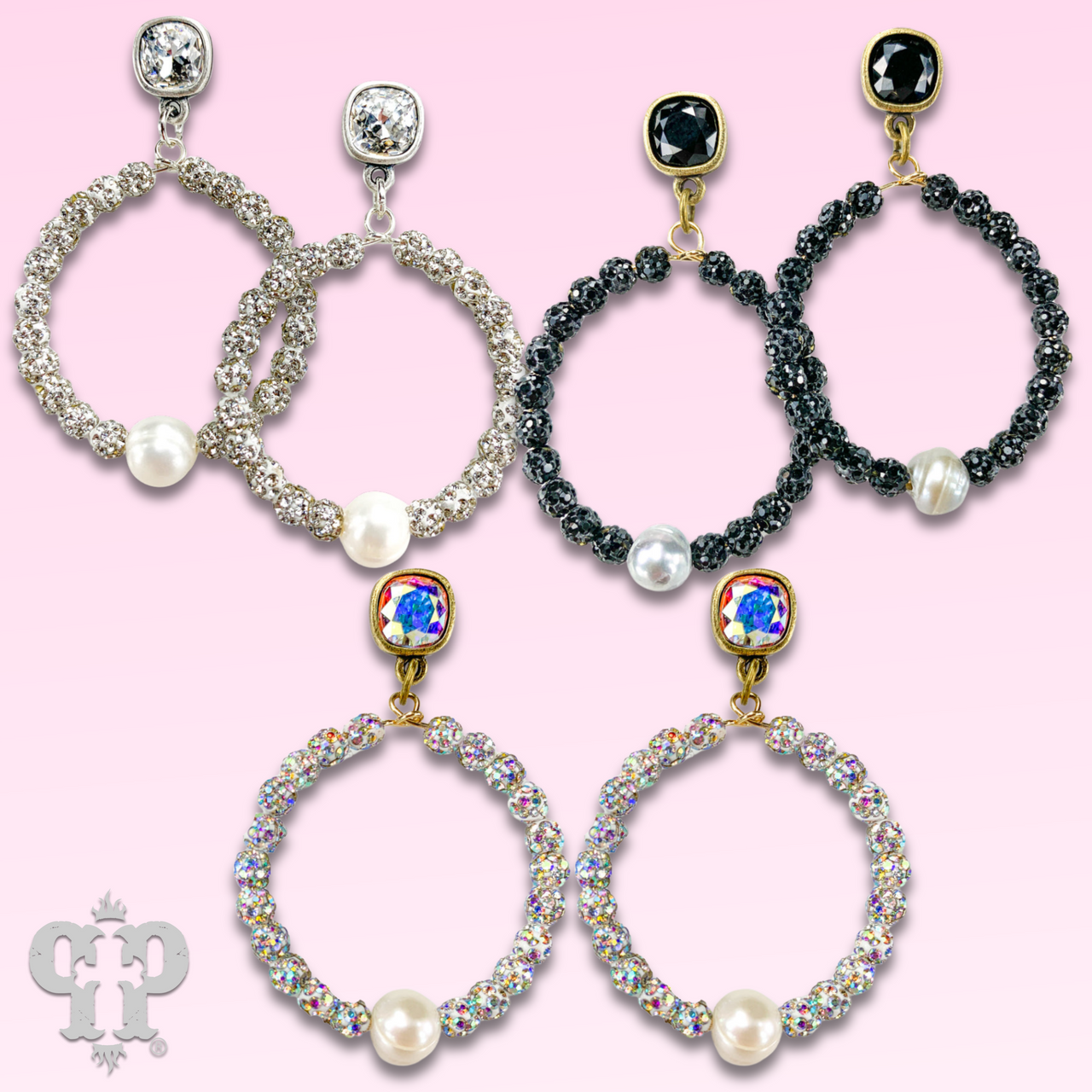 Pave rhinestone bead earring, Austrian crystal