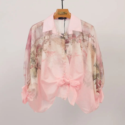 Coming Soon - Italian Watercolor Tie-Front Blouse