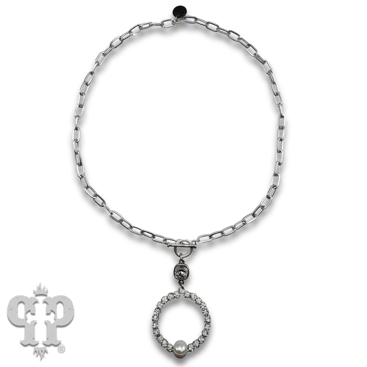 Pave rhinestone bead necklace, Austrian crystal