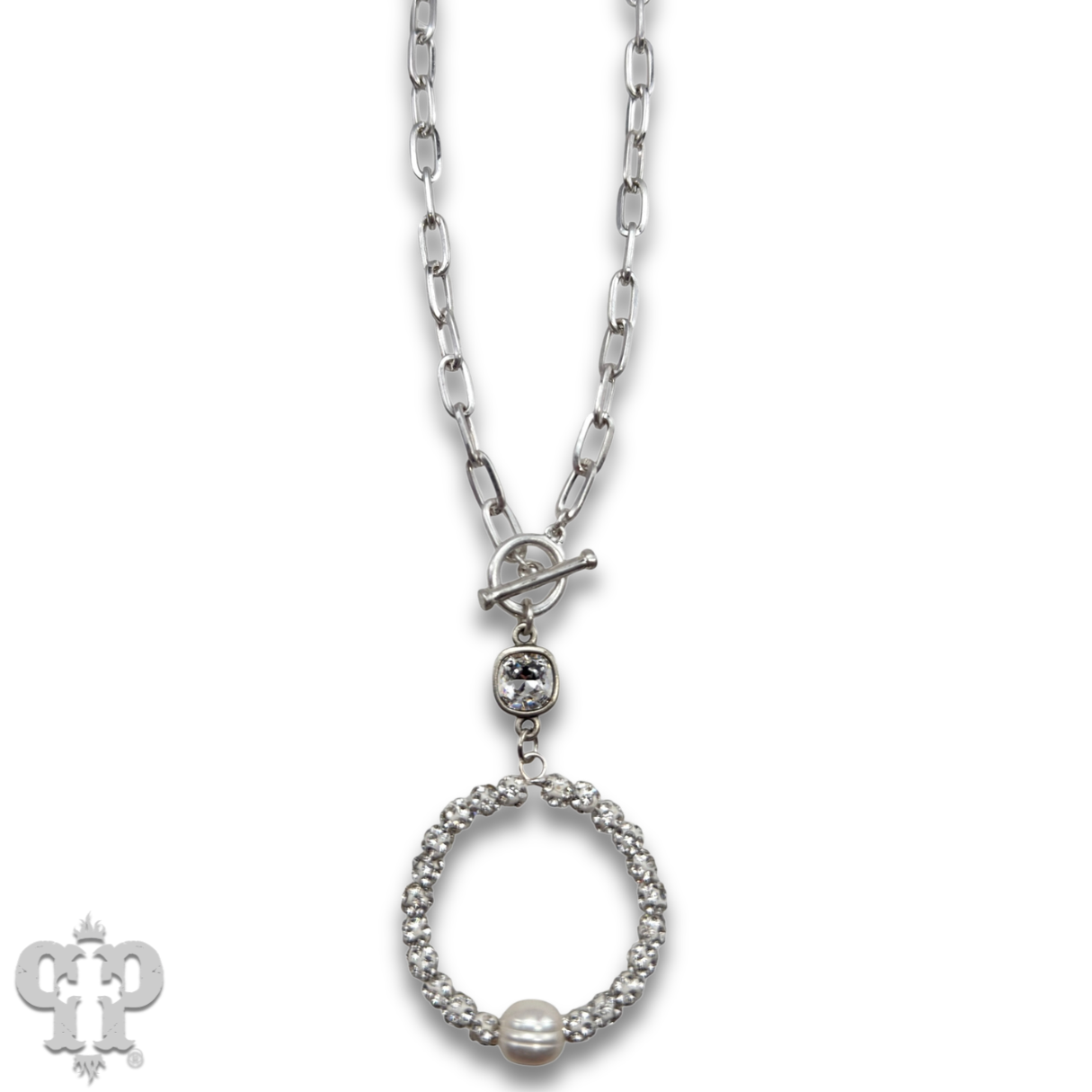 Pave rhinestone bead necklace, Austrian crystal