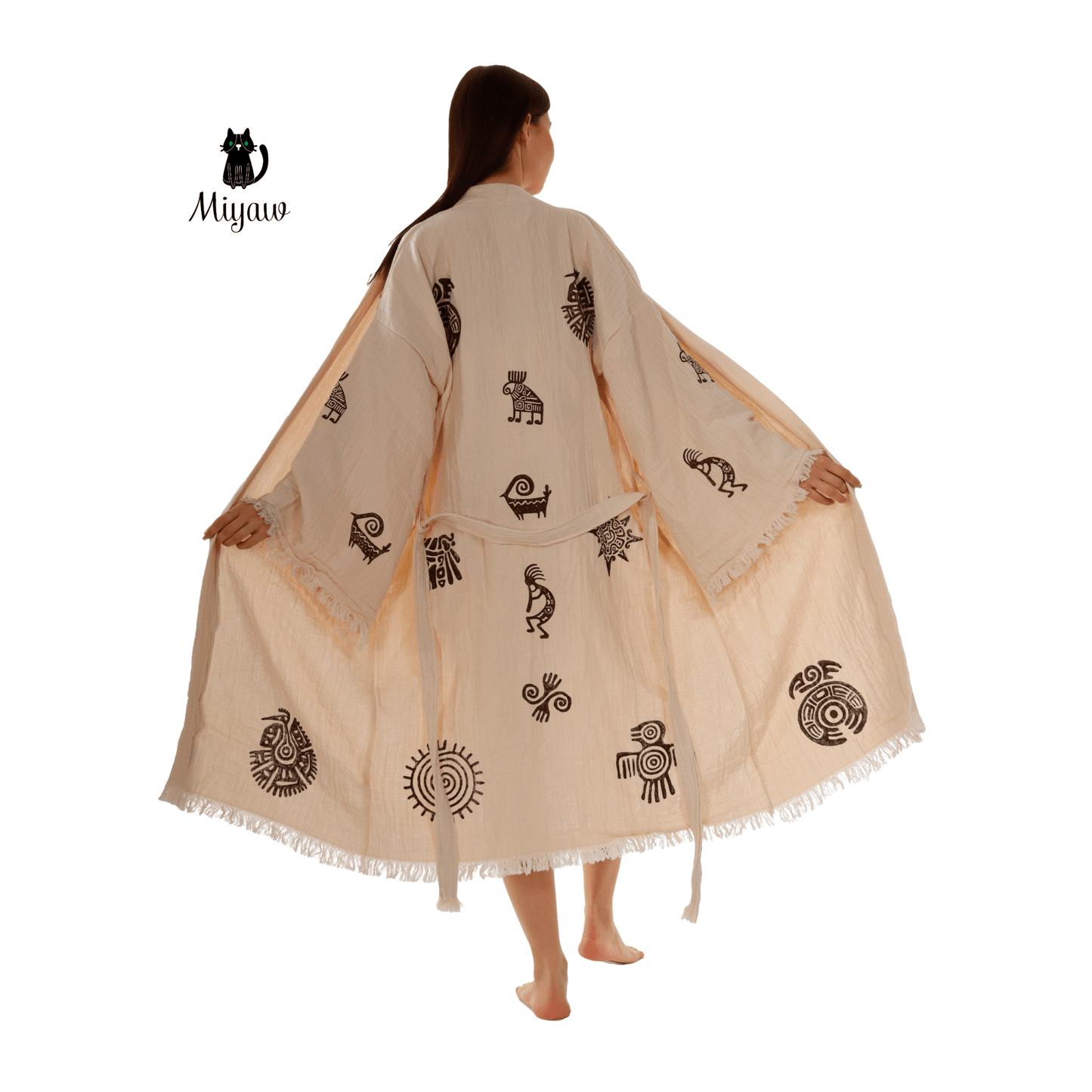Aztec Bathrobe – Long Lightweight Plush Fleece Robe for Women