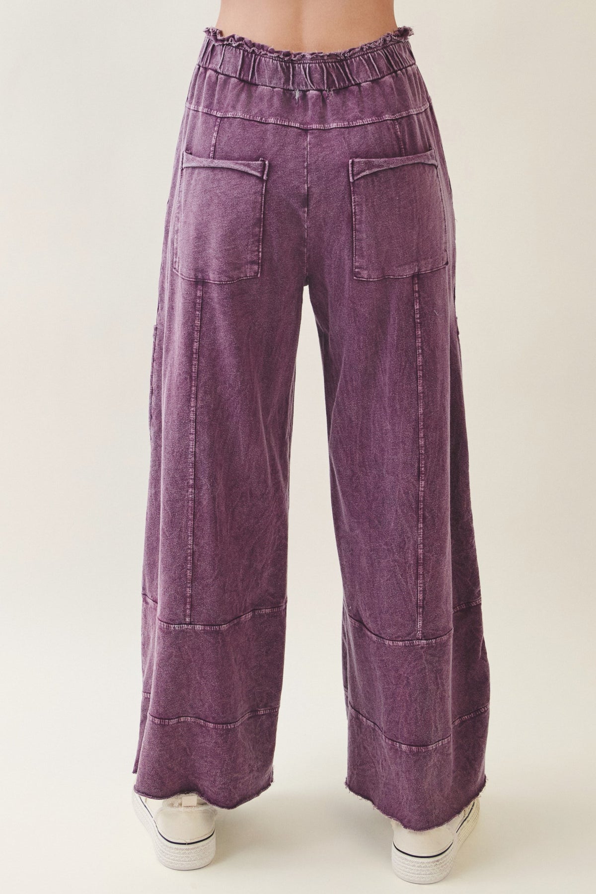 J. Her Plus Size Mineral Washed Wide Leg Cotton Pants