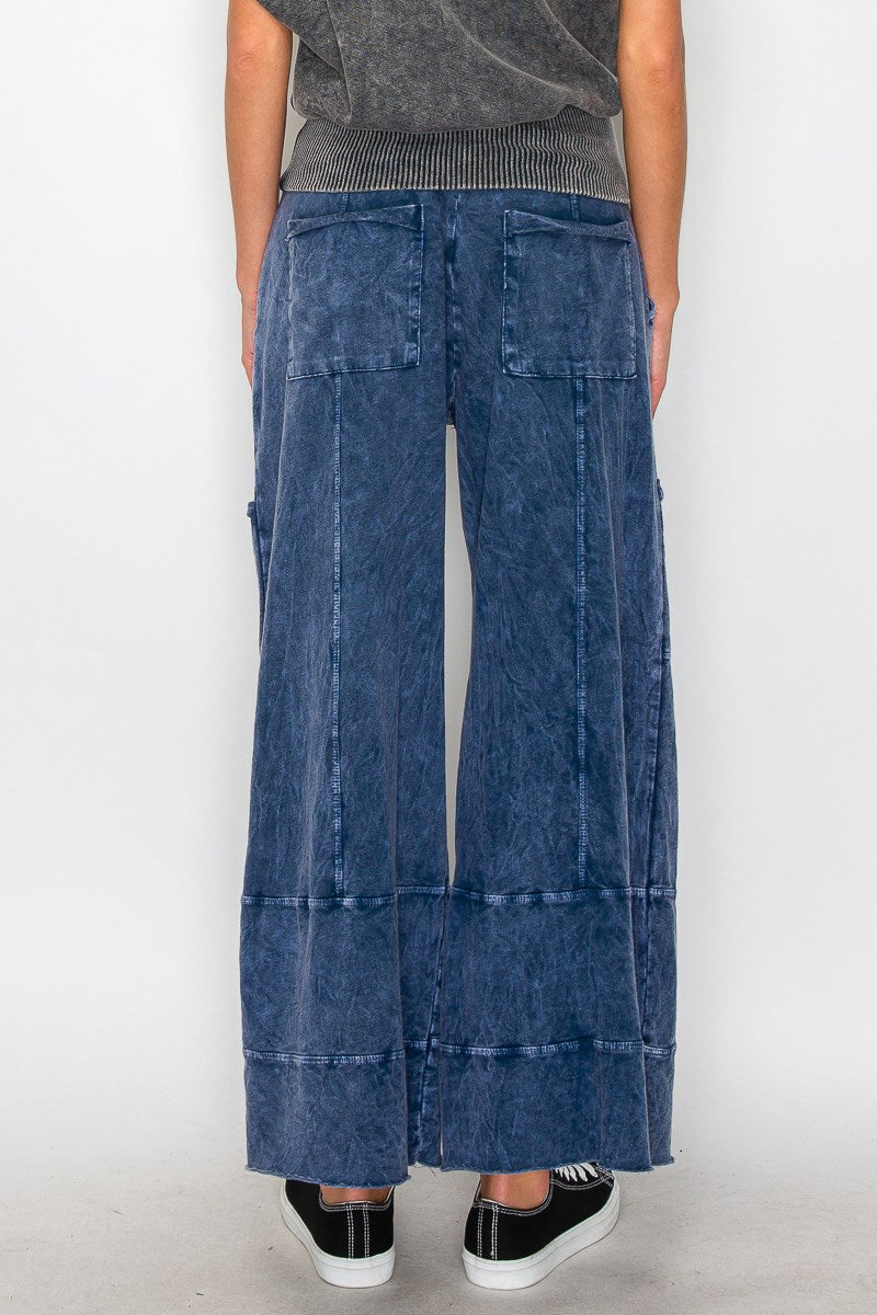 J. Her Plus Size Mineral Washed Wide Leg Cotton Pants