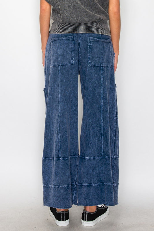 J. Her Plus Size Mineral Washed Wide Leg Cotton Pants