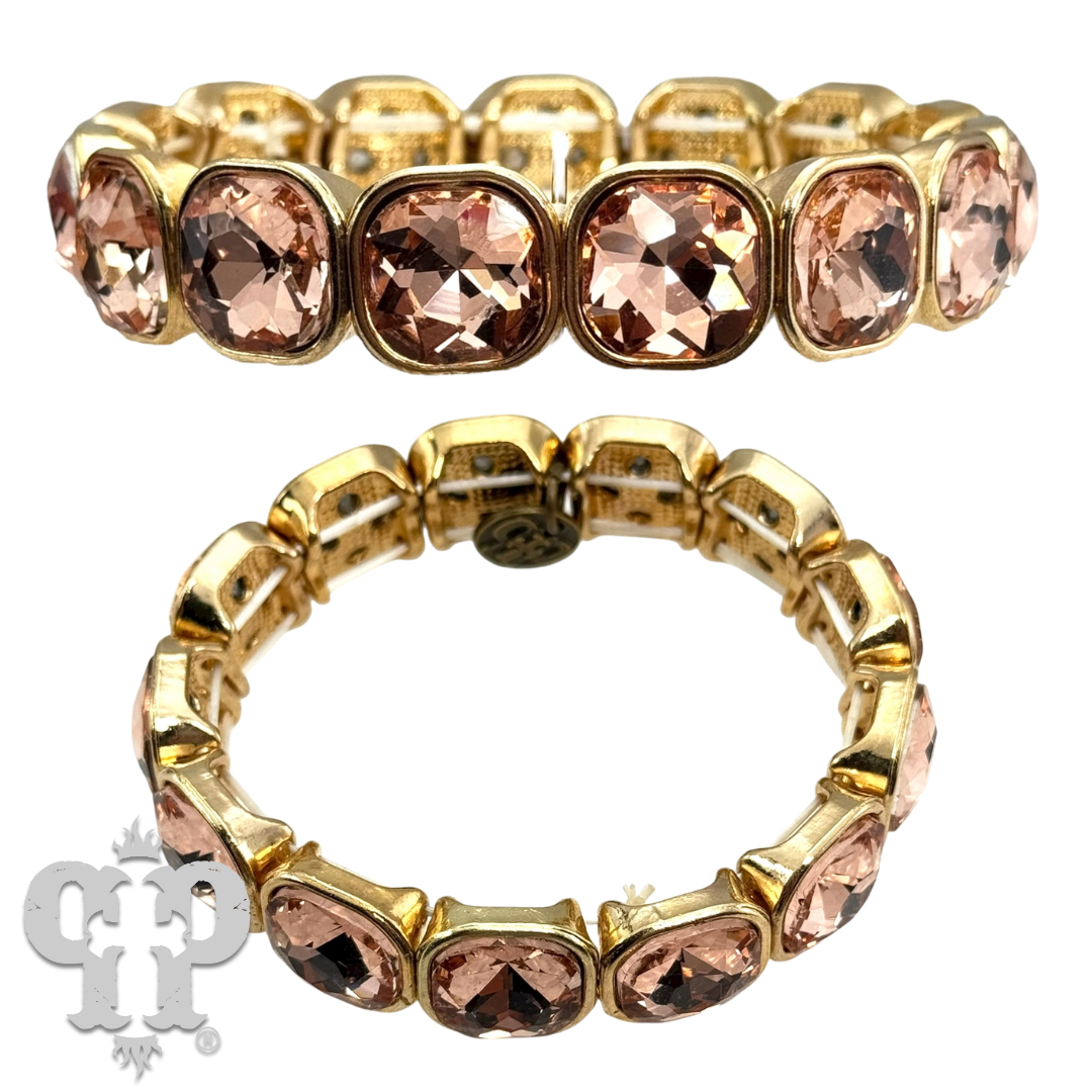 Pink Panache Brands - Radiant Emerald-Cut Crystal Stretch Bracelet