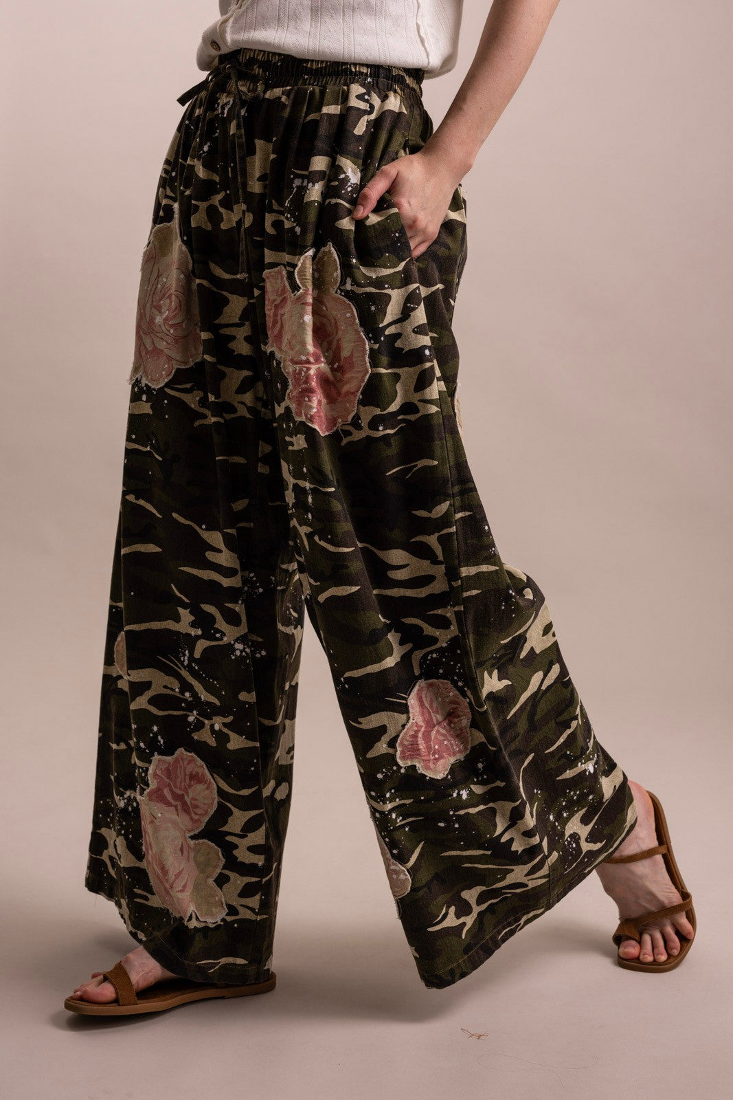 Camo & Roses BlueVelvet 100% Cotton Wide Leg Pants