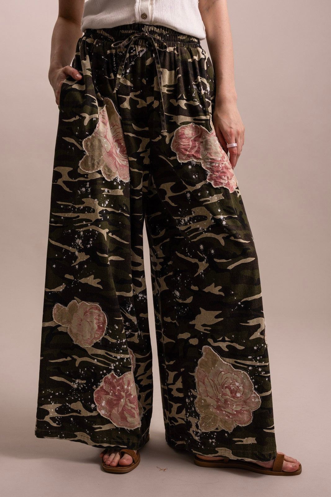 Camo & Roses BlueVelvet 100% Cotton Wide Leg Pants
