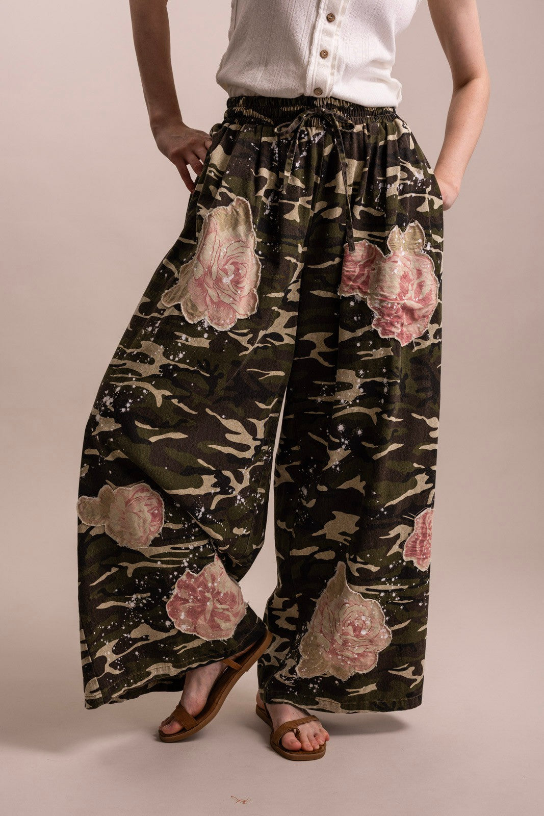 Camo & Roses BlueVelvet 100% Cotton Wide Leg Pants