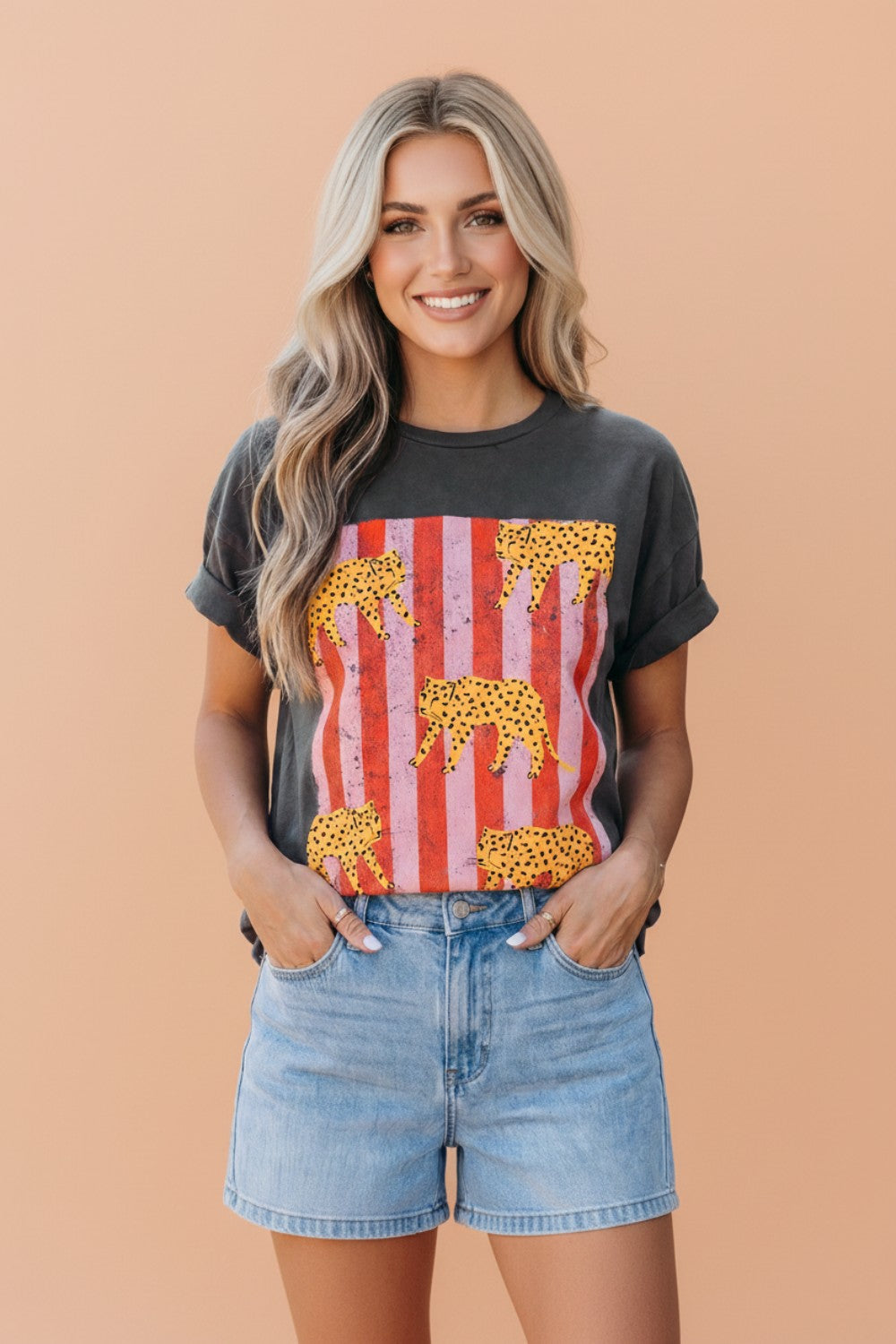 Cheetah Stripe Retro Graphic Tee