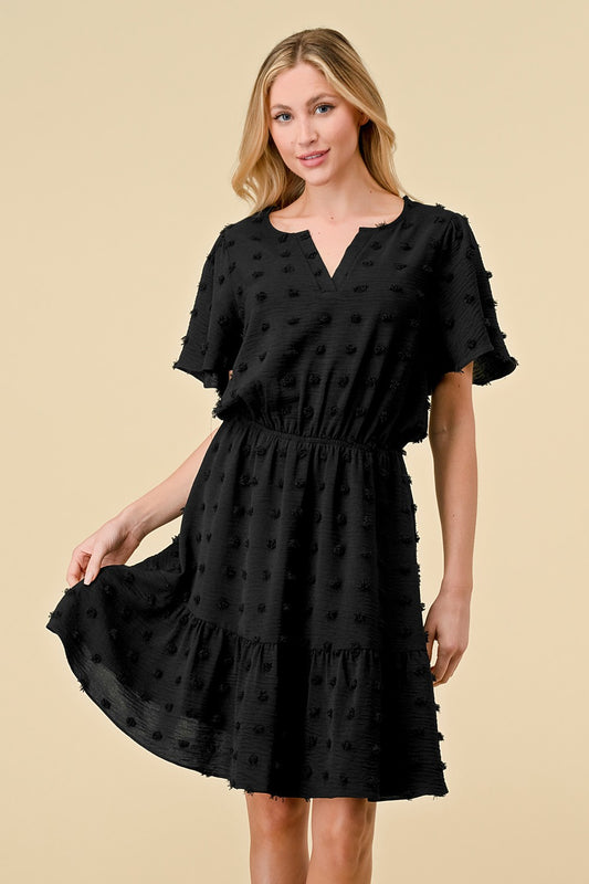 Spin Plus Size Textured Black Tiered Dress