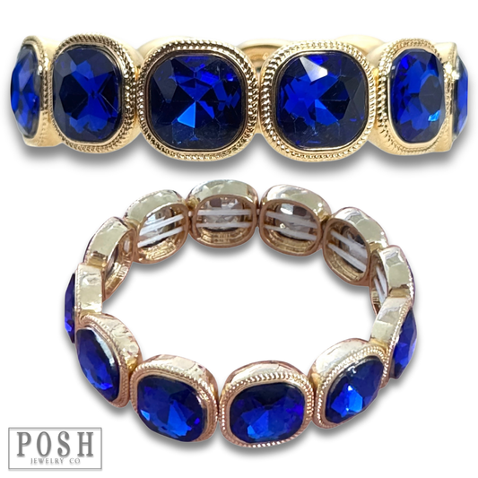 Pink Panache Brands - Cushion-Cut Rhinestone Crystal Stretch Bracelet