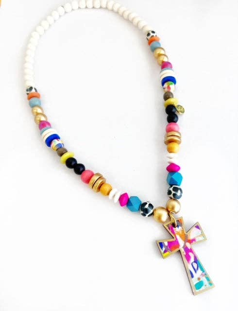 Audra Style - Beaded Cross Necklace