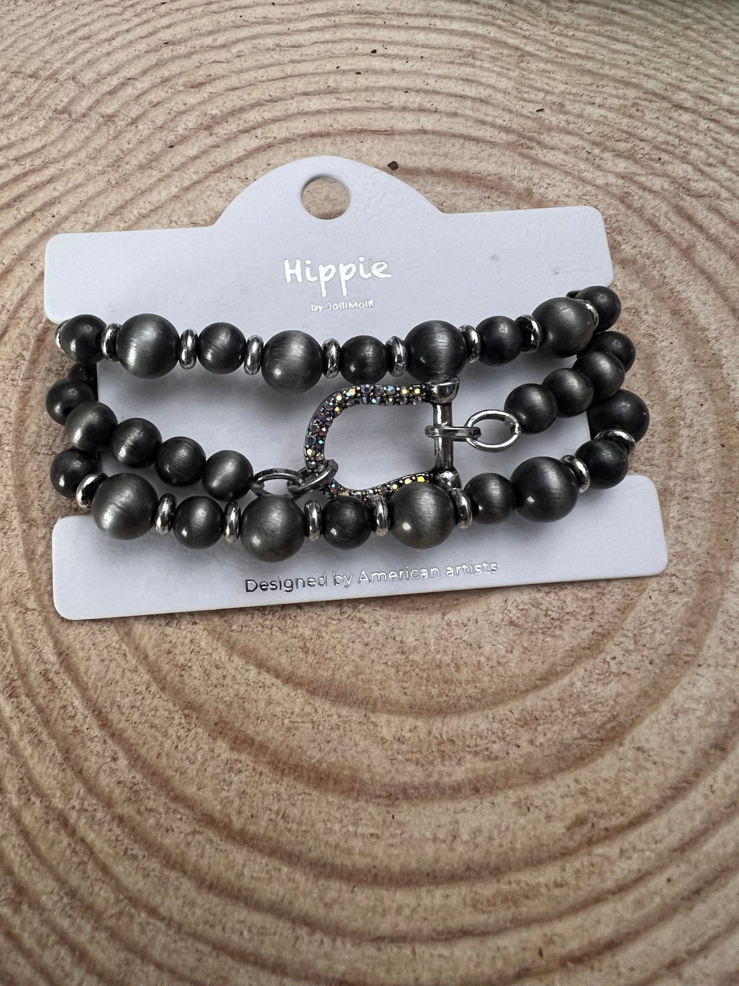 Western Horseshoe Bracelet Set — 3-Piece Rhinestone Stretch Stack