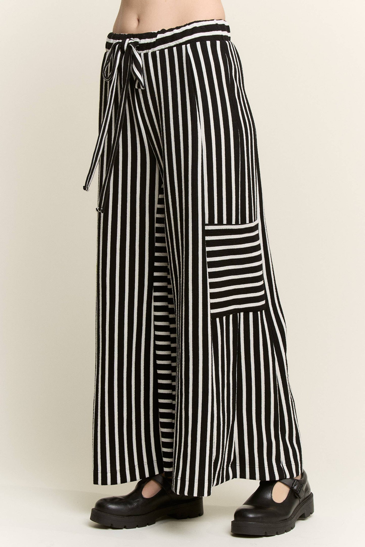 JADE BY JANE - PLUS SIZE Black and White Stripe Wide Leg Pants