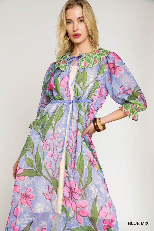U18 Umgee Sheer Tropical Floral Kimono