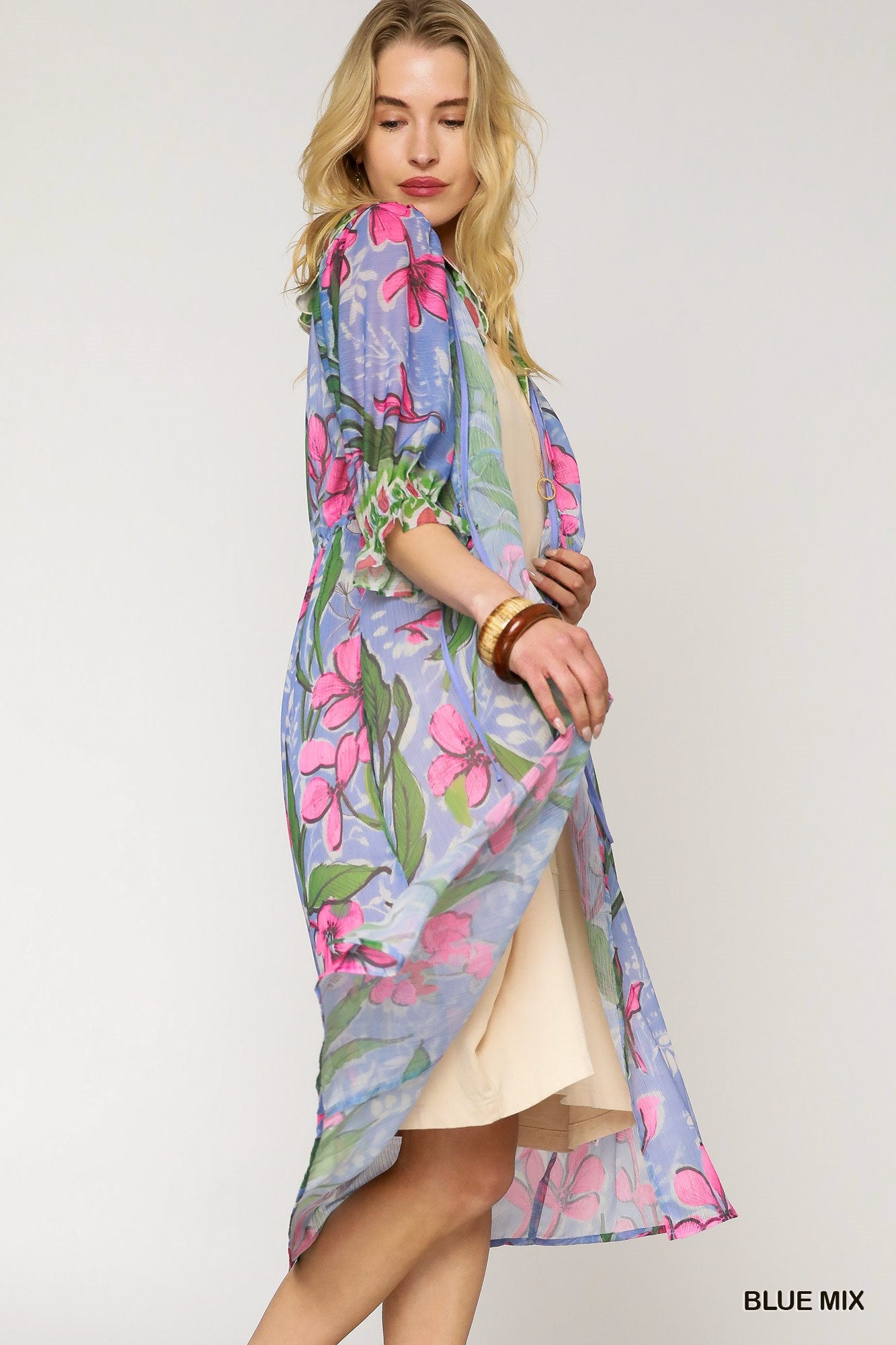 U18 Umgee Sheer Tropical Floral Kimono