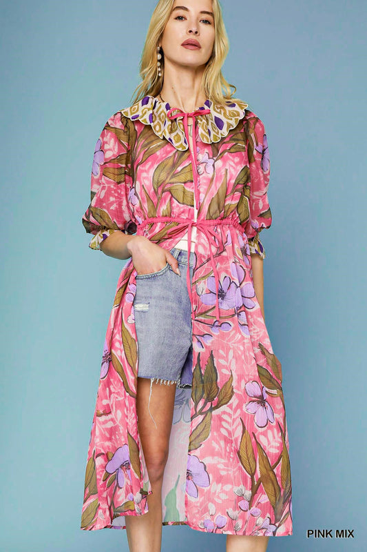 U18 Umgee Sheer Tropical Floral Kimono