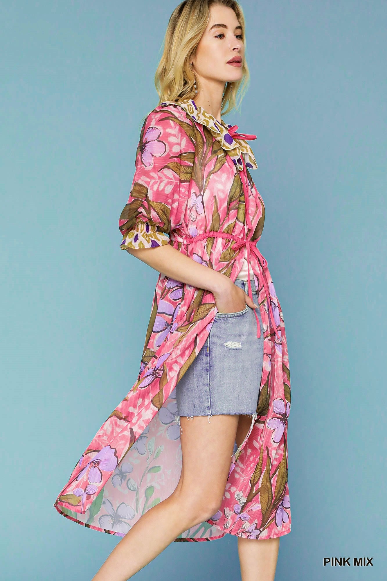U18 Umgee Sheer Tropical Floral Kimono