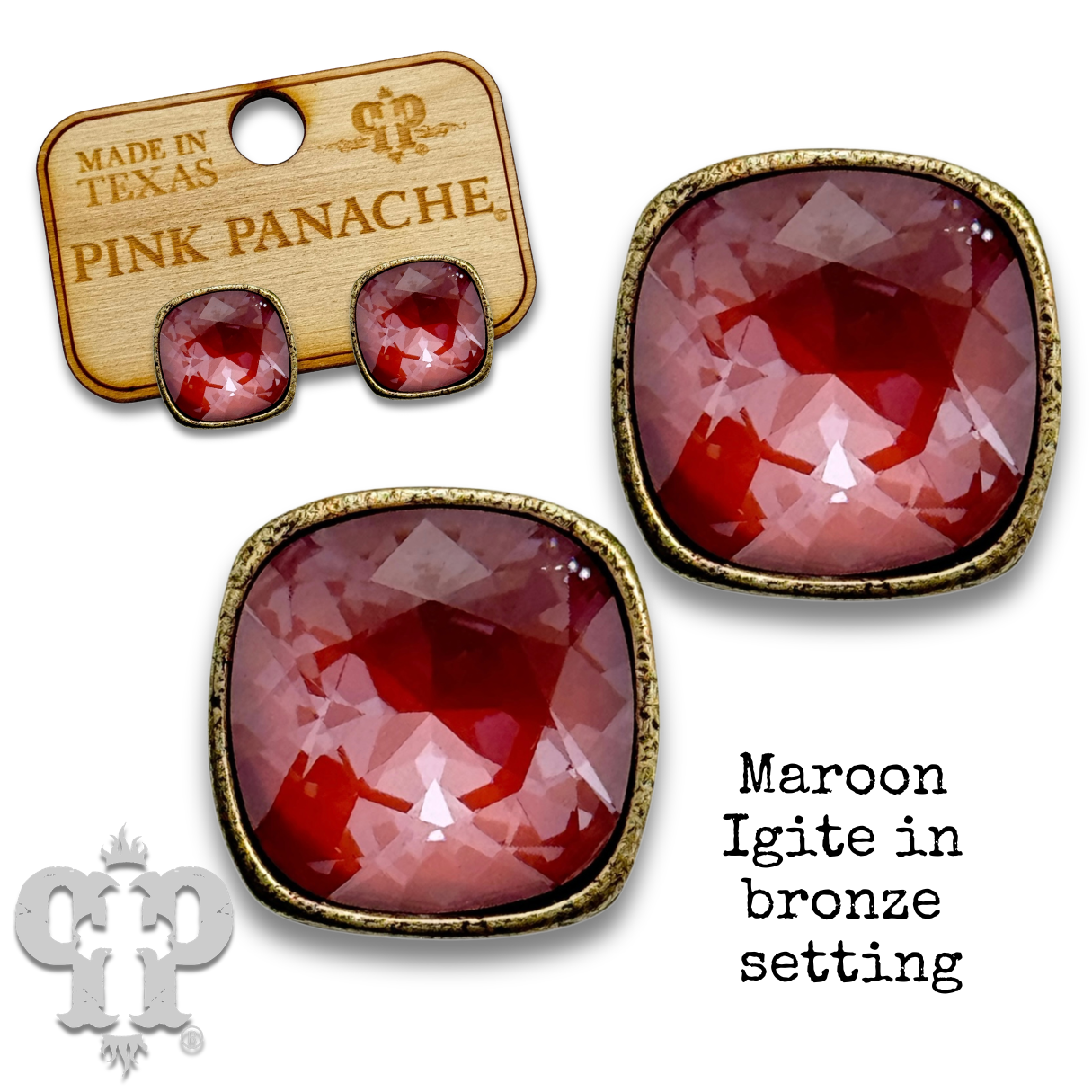 The Posh Cushion-Cut Signature Austrian Crystal Stud Earrings, 12mm
