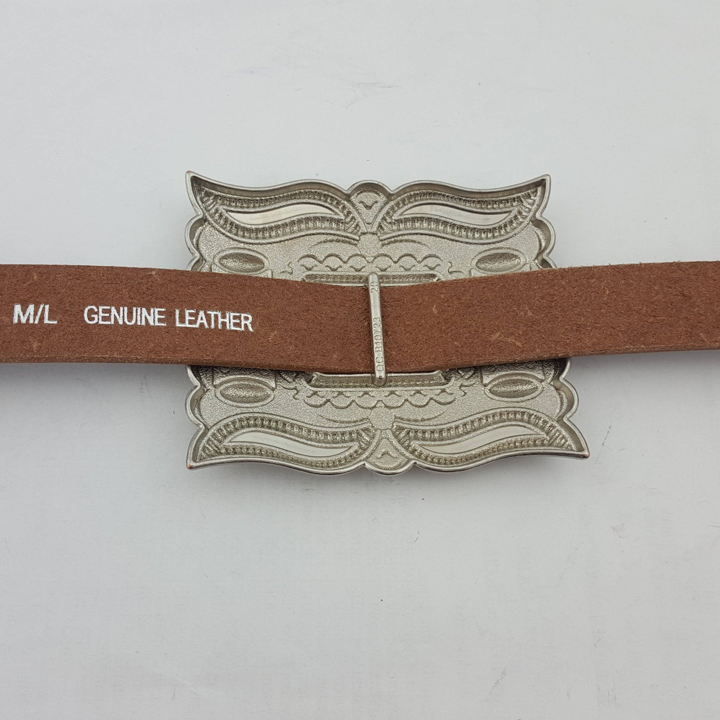 Western Silver Rectangular Concho Distressed Leather Belt — Brown or Black