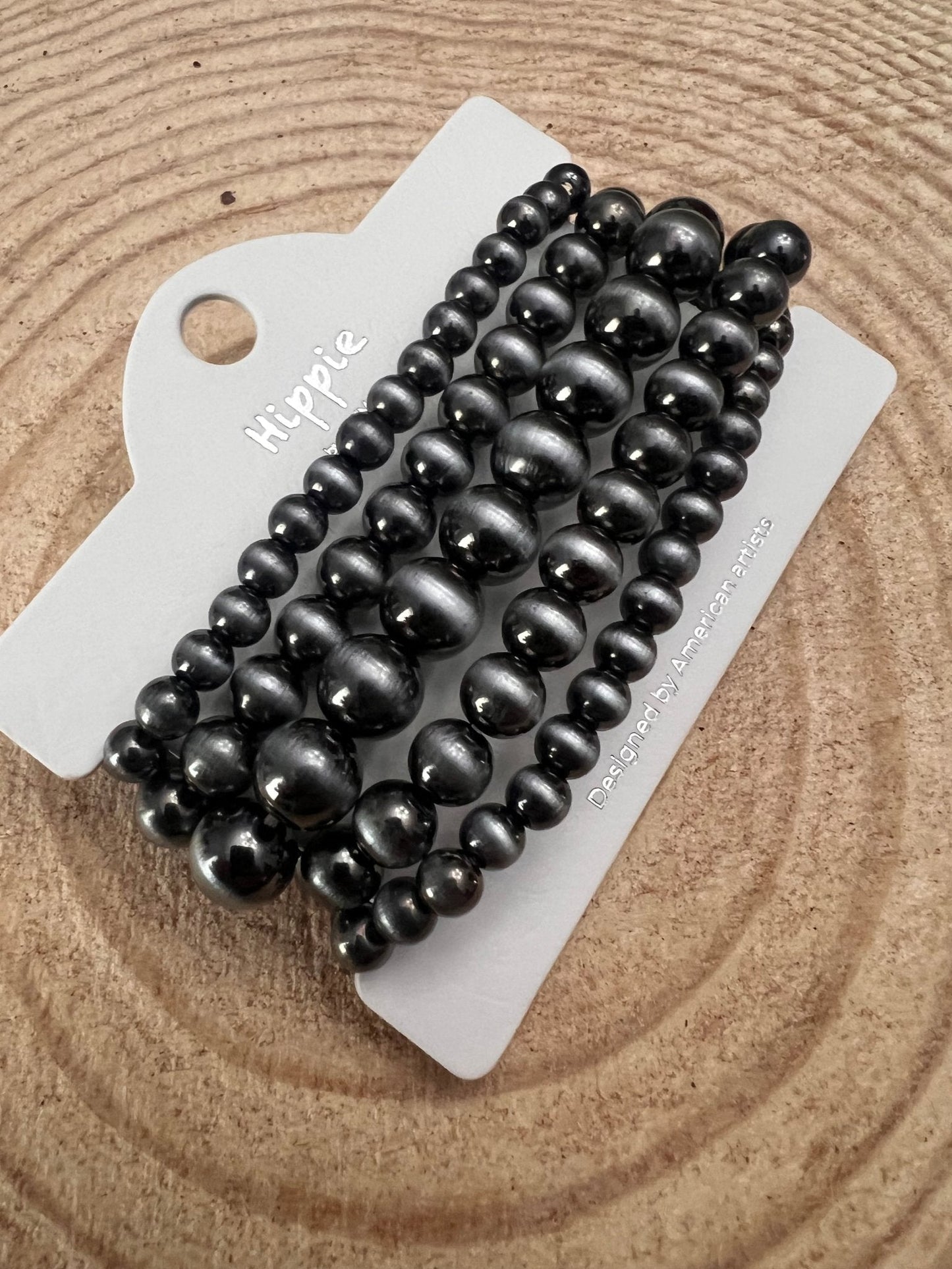 Faux Sterling Pearl Western Stretch Bracelet Set — 5-Piece Silver Stack