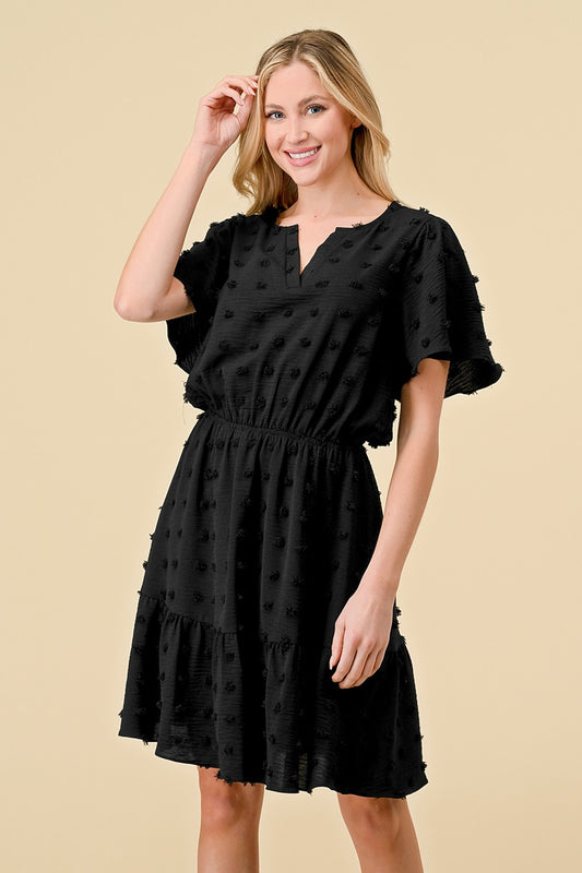 Spin Plus Size Textured Black Tiered Dress