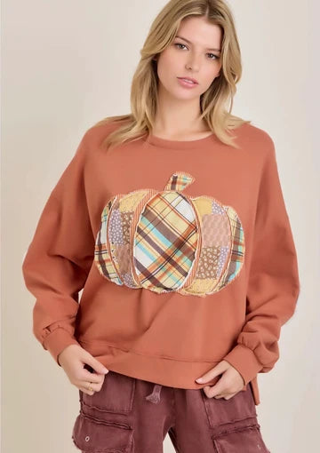 J Her Rust Pumpkin Patch Top Plus Size