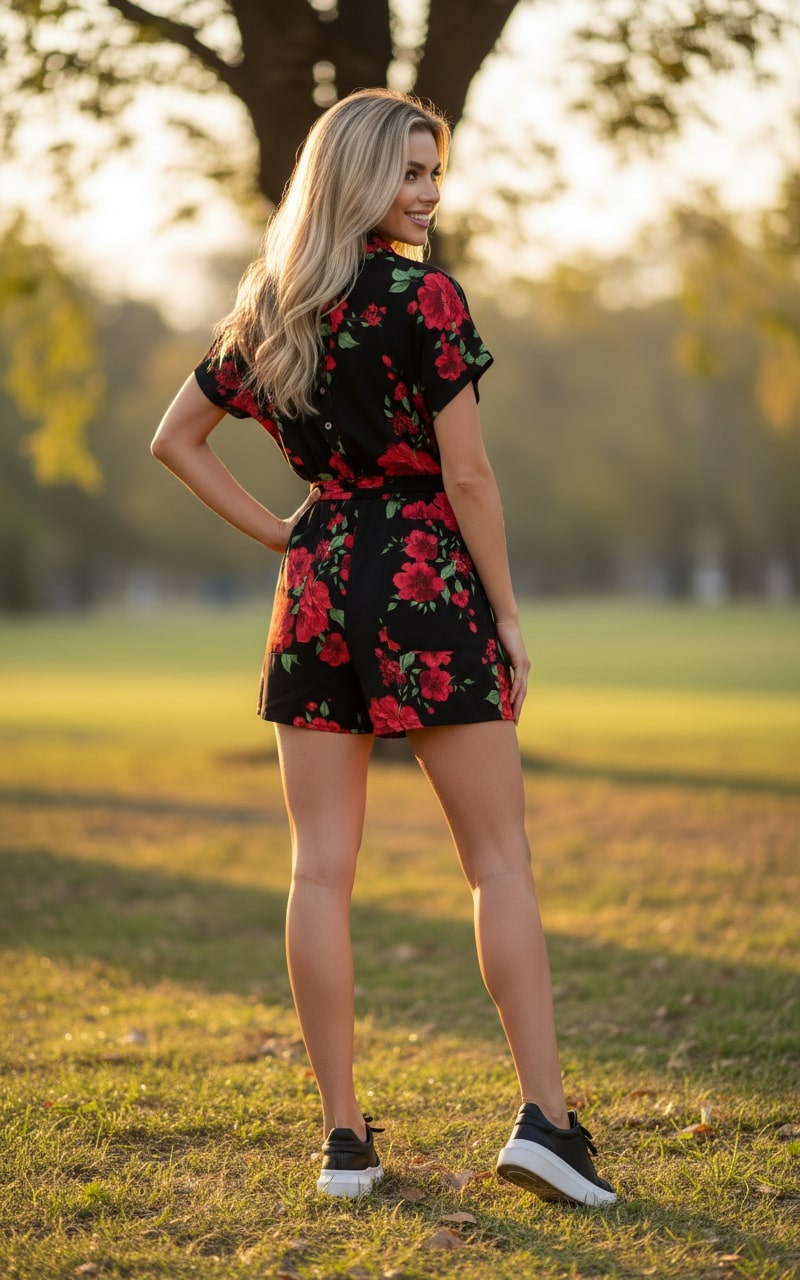 Midnight Bloom Floral Romper Plus Size