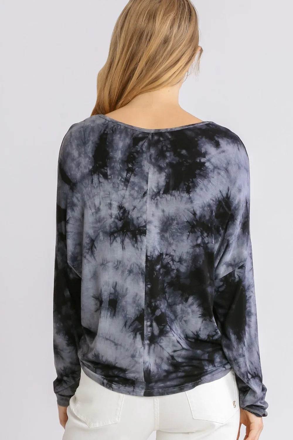 Umgee Full Size Tie Dye Lightweight Long Sleeve Top Plus Size
