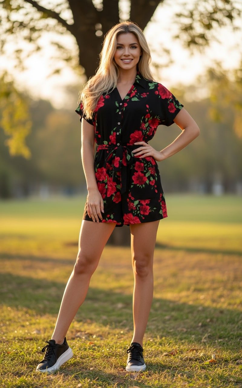 Midnight Bloom Floral Romper Plus Size