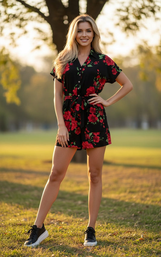 Midnight Bloom Floral Romper Plus Size