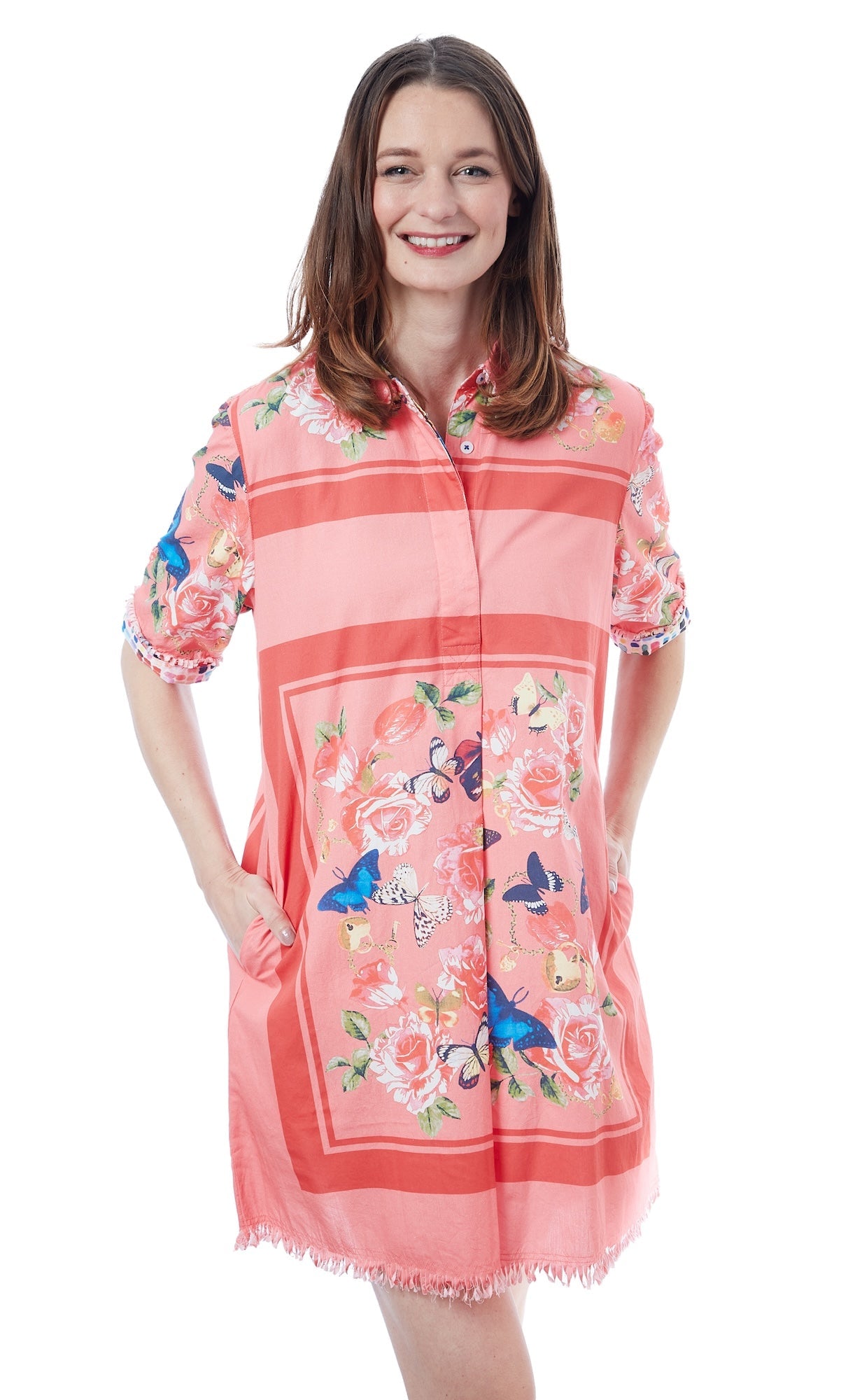 Chatham Dress Pink W Butterflies