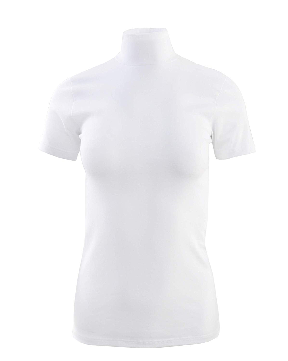 BASIC COTTON Free Spirit Premium Quality Cotton Women's Mock-Neck Short Sleeve Shirt Made in Italy (676)