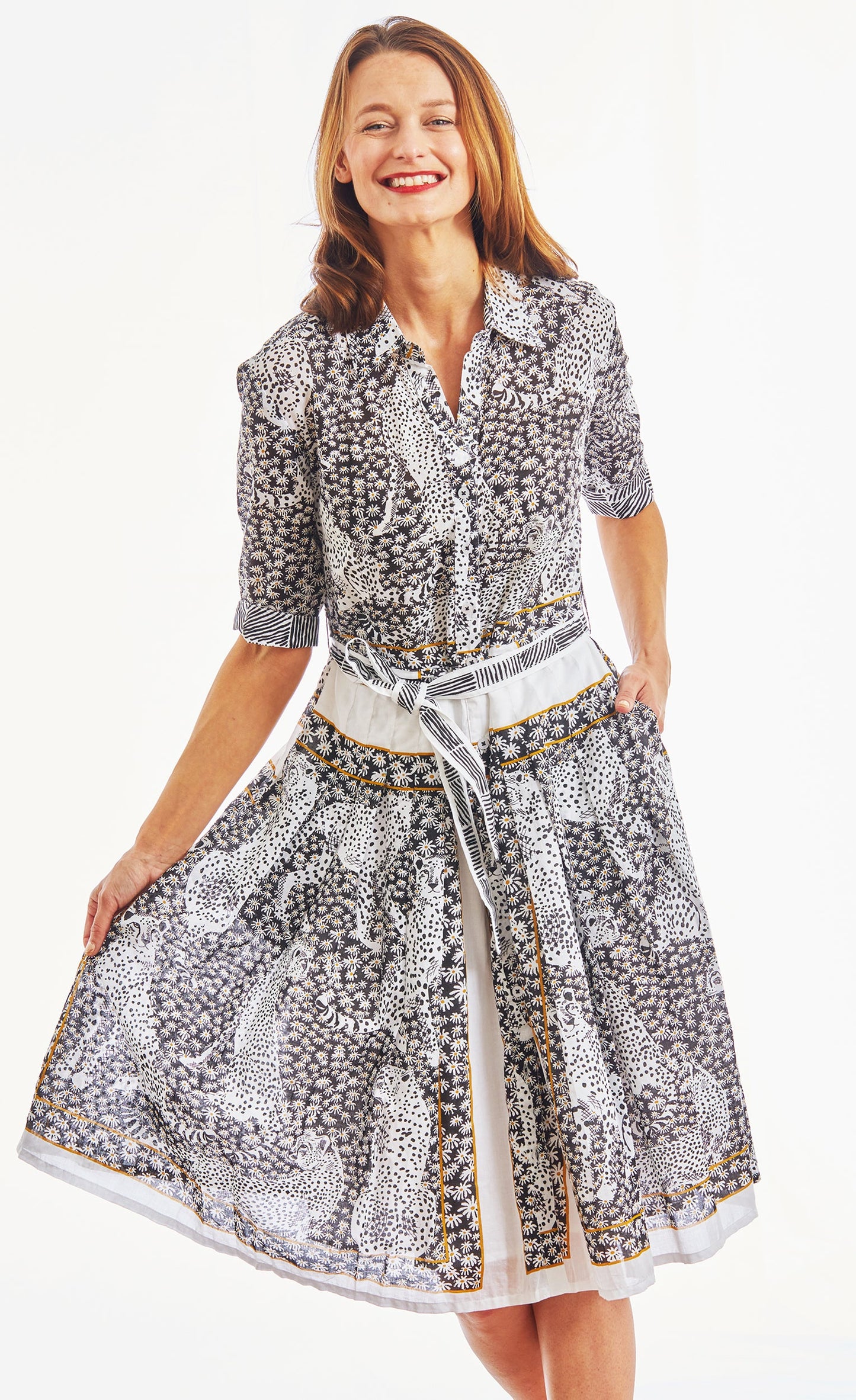 Mrs Maisel Dress Black And White Daisies With Cheetah Voile