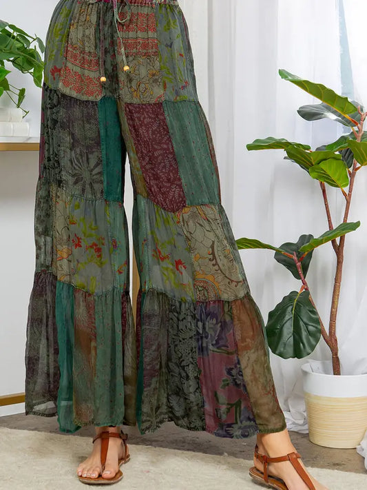 YT1 Young Threads Green Palazzo Pants Regular