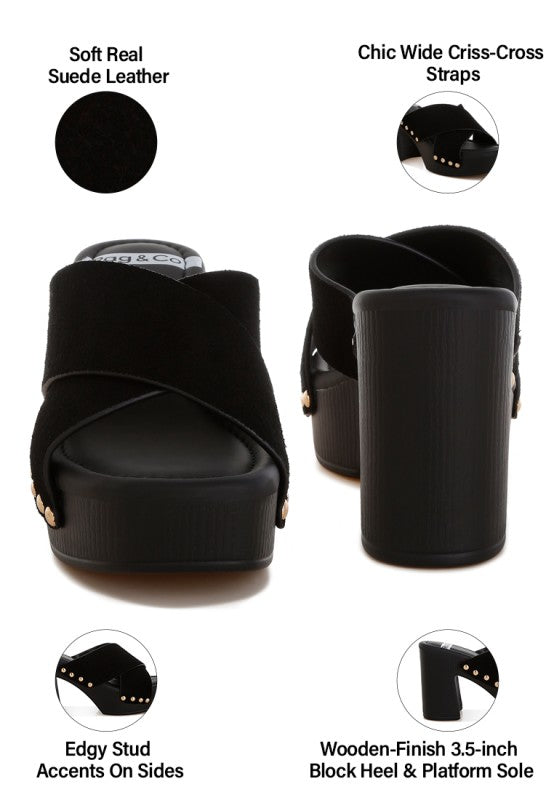 Mearsk Genuine Suede Leather Clogs