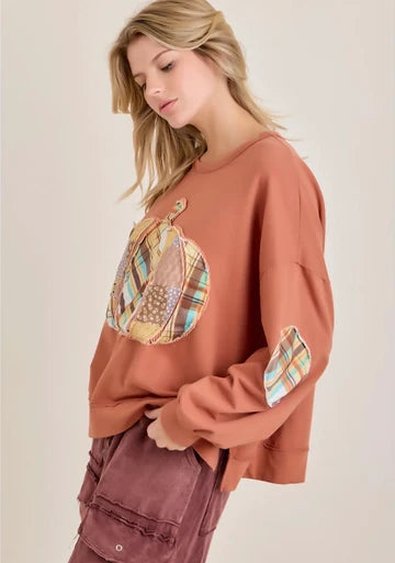J Her Rust Pumpkin Patch Top Plus Size