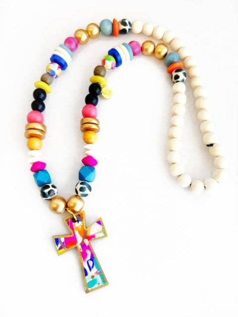 Audra Style - Beaded Cross Necklace