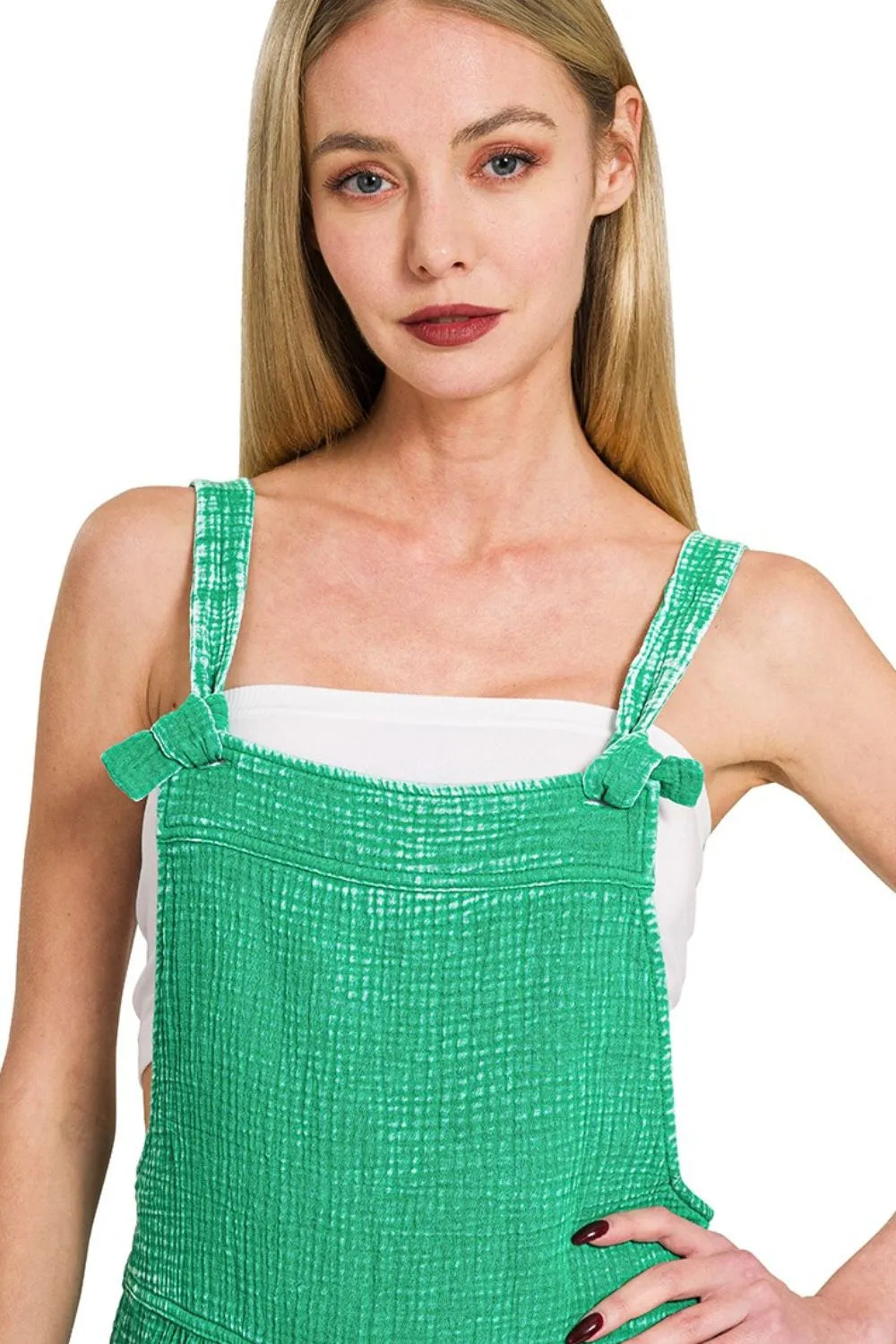 Zenana Woven Double Gauze Acid Washed Romper
