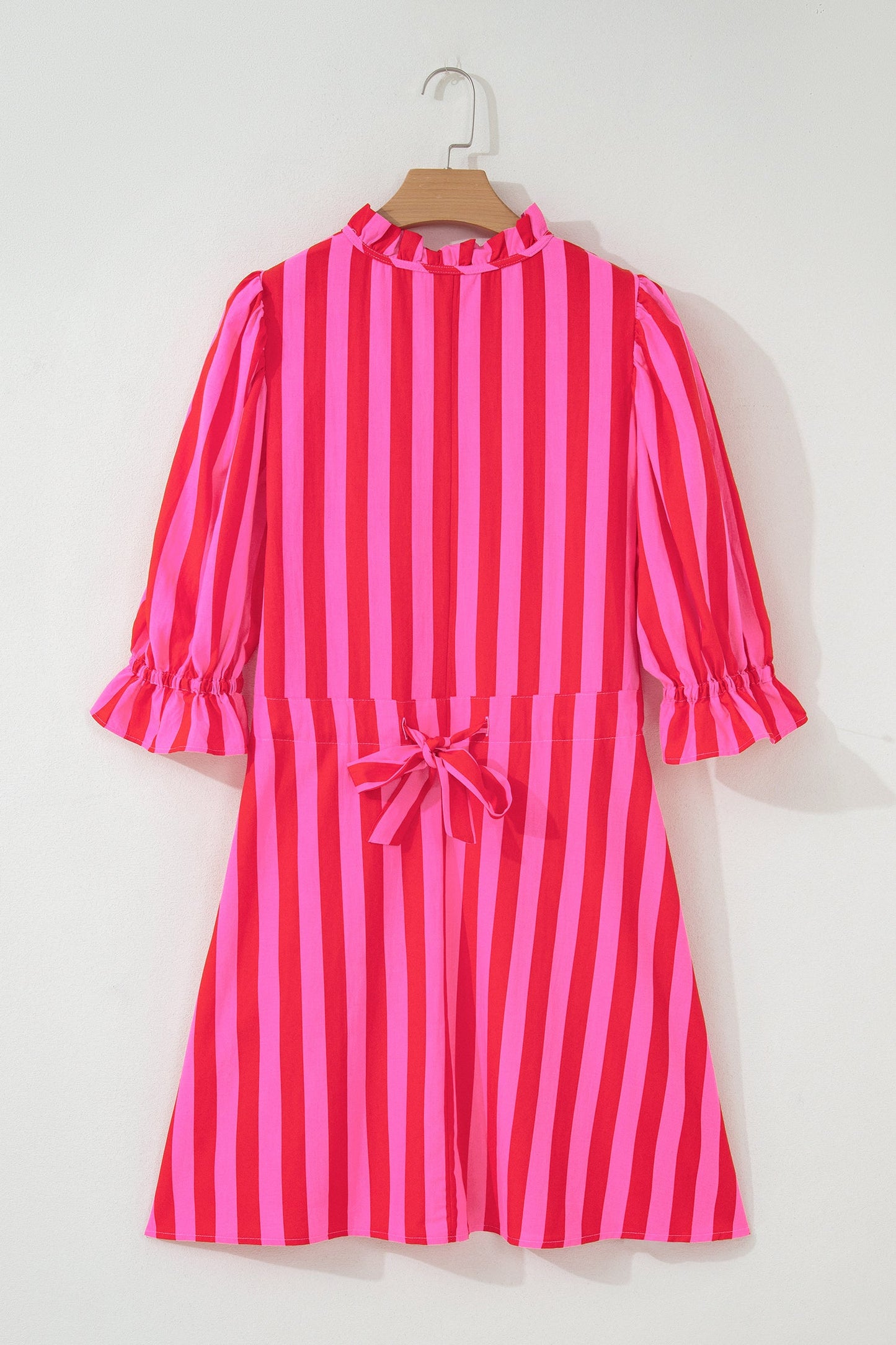 Plus Size Stripe Frilled Collar Button Mini Dress