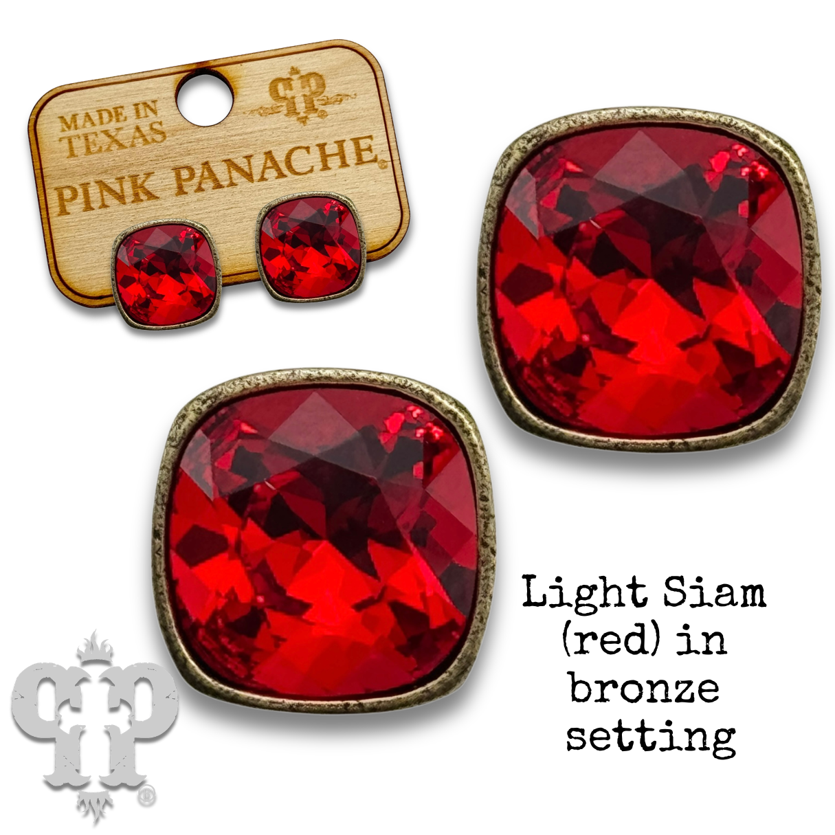 The Posh Cushion-Cut Signature Austrian Crystal Stud Earrings, 12mm